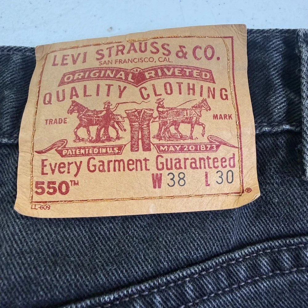 VINTAGE‎ Levi Jeans 550 38x30 Actual(36x29) Faded Black Relaxed USA 80s 90s
